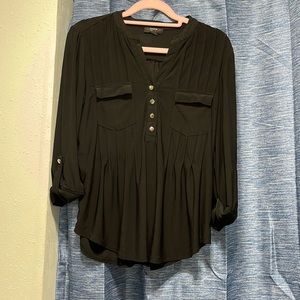 Cocomo black pleated 3/4 sleeve top